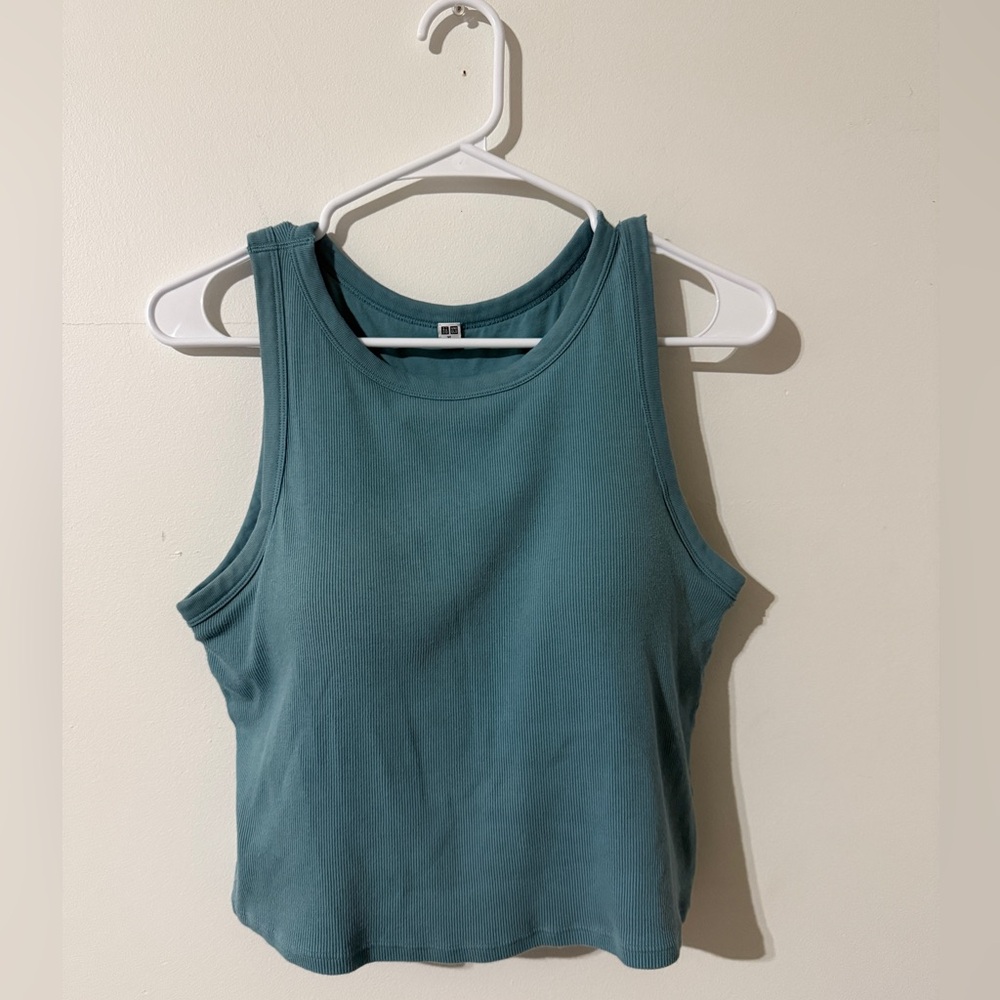 Uniqlo Teal Tank Top With Built-In Padded Bra